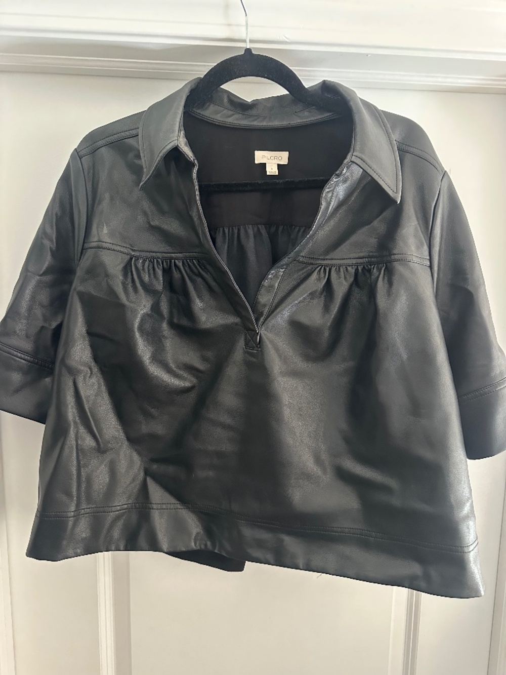 Faux leather Anthropologie top